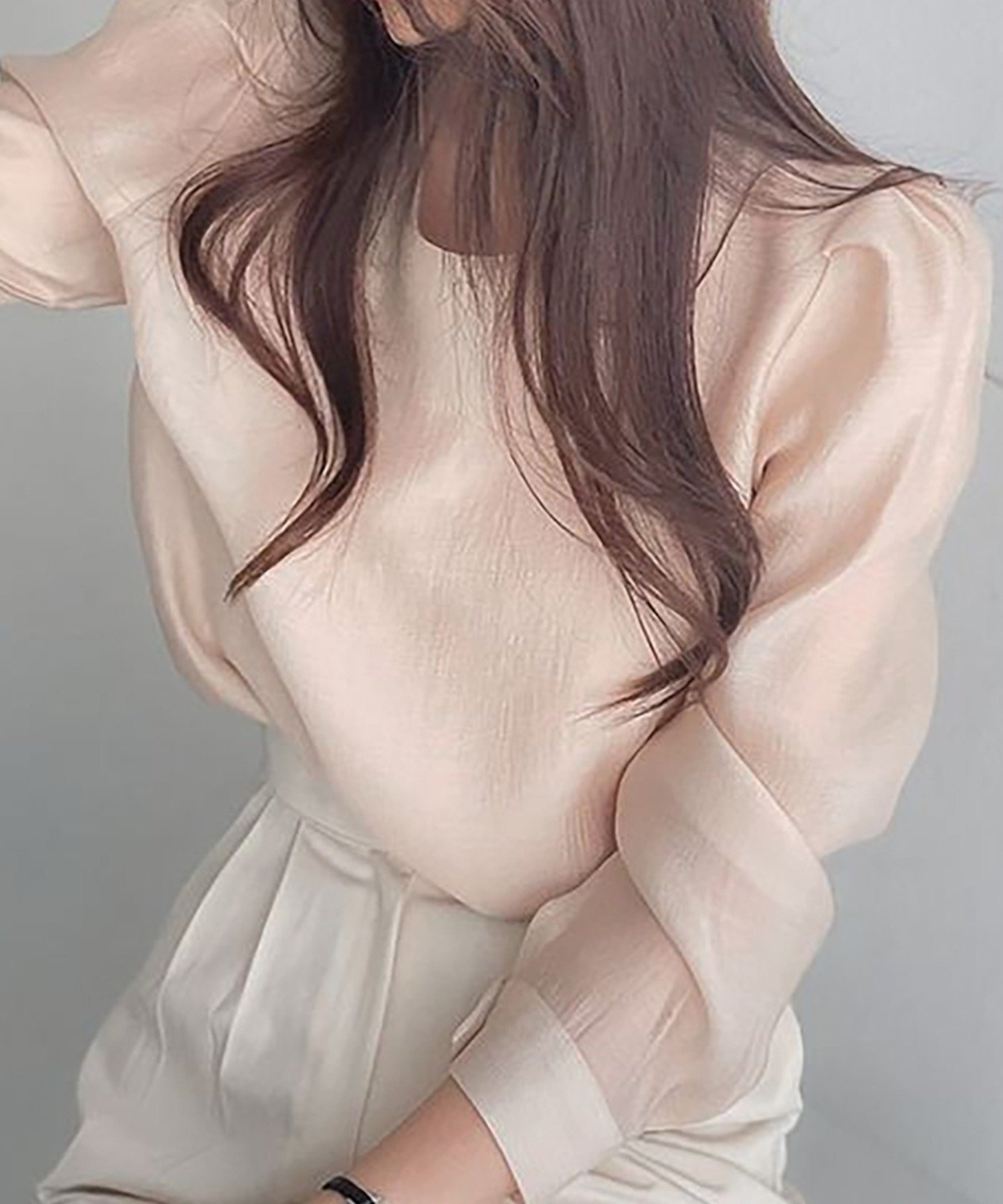Girly Doll/シフォンノーカラーブラウス ドゥーラ ドゥーラ トップス シャツ・ブラウス ピンク ホワイト グリーン