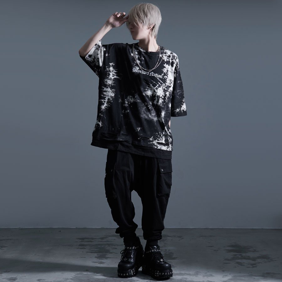 CavariA カーゴサルエルパンツ シルバーバレット パンツ カーゴパンツ ブラック
