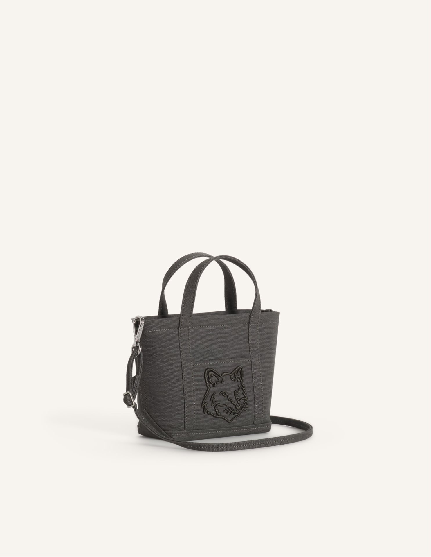 Maison Kitsune Maison Kitsune/(U)FOX HEAD MINI TOTE メゾン キツネ バッグ トートバッグ グレー【送料無料】