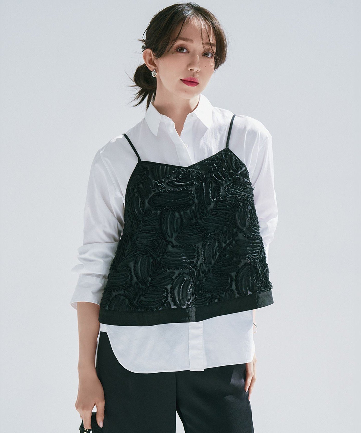 23区 L 【CLASSY.5月号掲載/洗える】CANCLINI ベーシック シャツ ニジュウサンク トップス シャツ・ブラウス ブルー オレンジ ホワイト