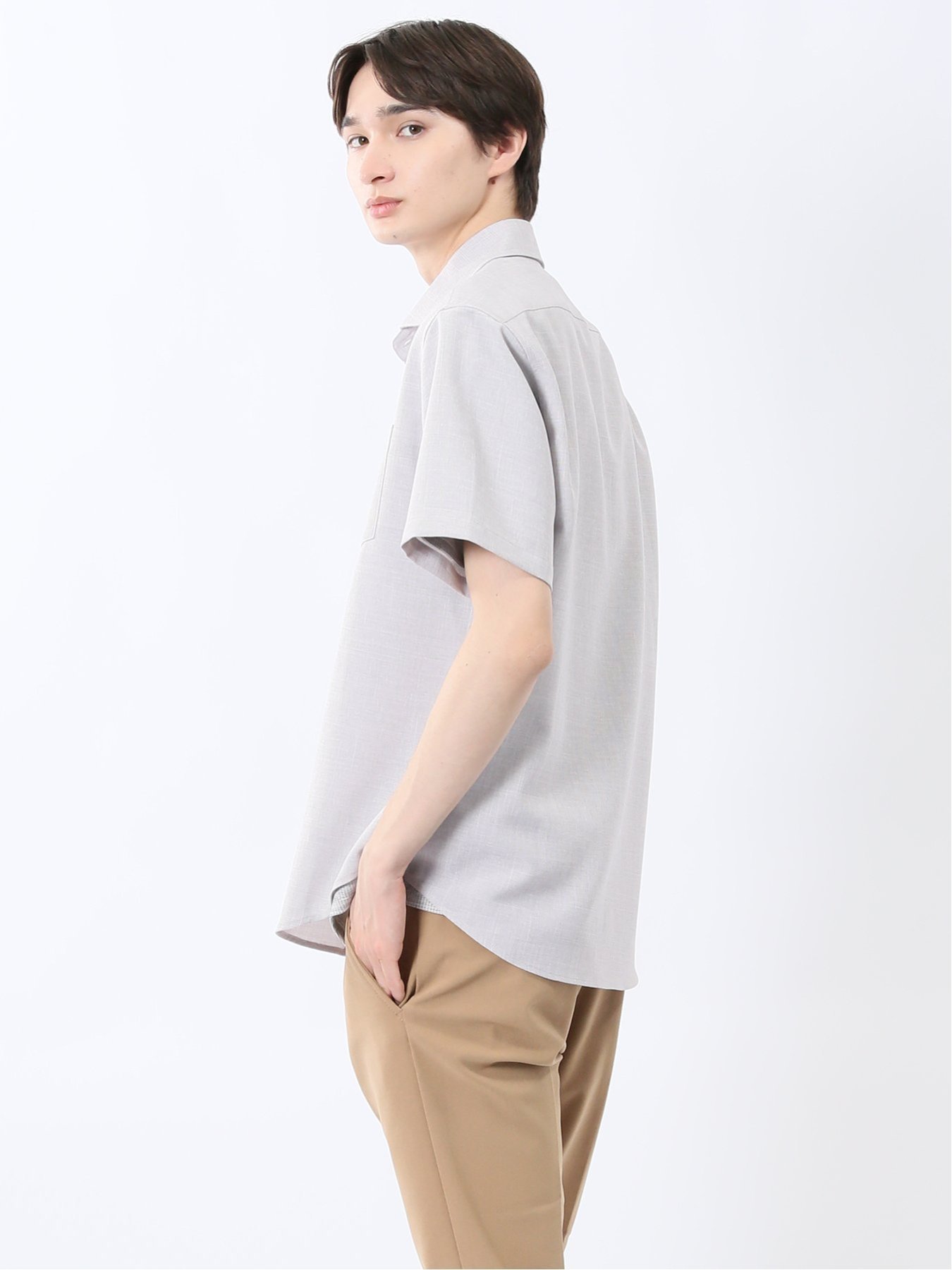 【SALE／30%OFF】m.f.editorial TechLinen カッタウェイ 半袖シャツ タカキュー トップス シャツ・ブラウス ネイビー グレー
