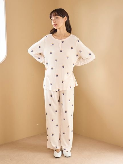 gelato pique モチーフ3柄ワッフルロングパンツ ジェラートピケ インナー・ルームウェア その他のイン..