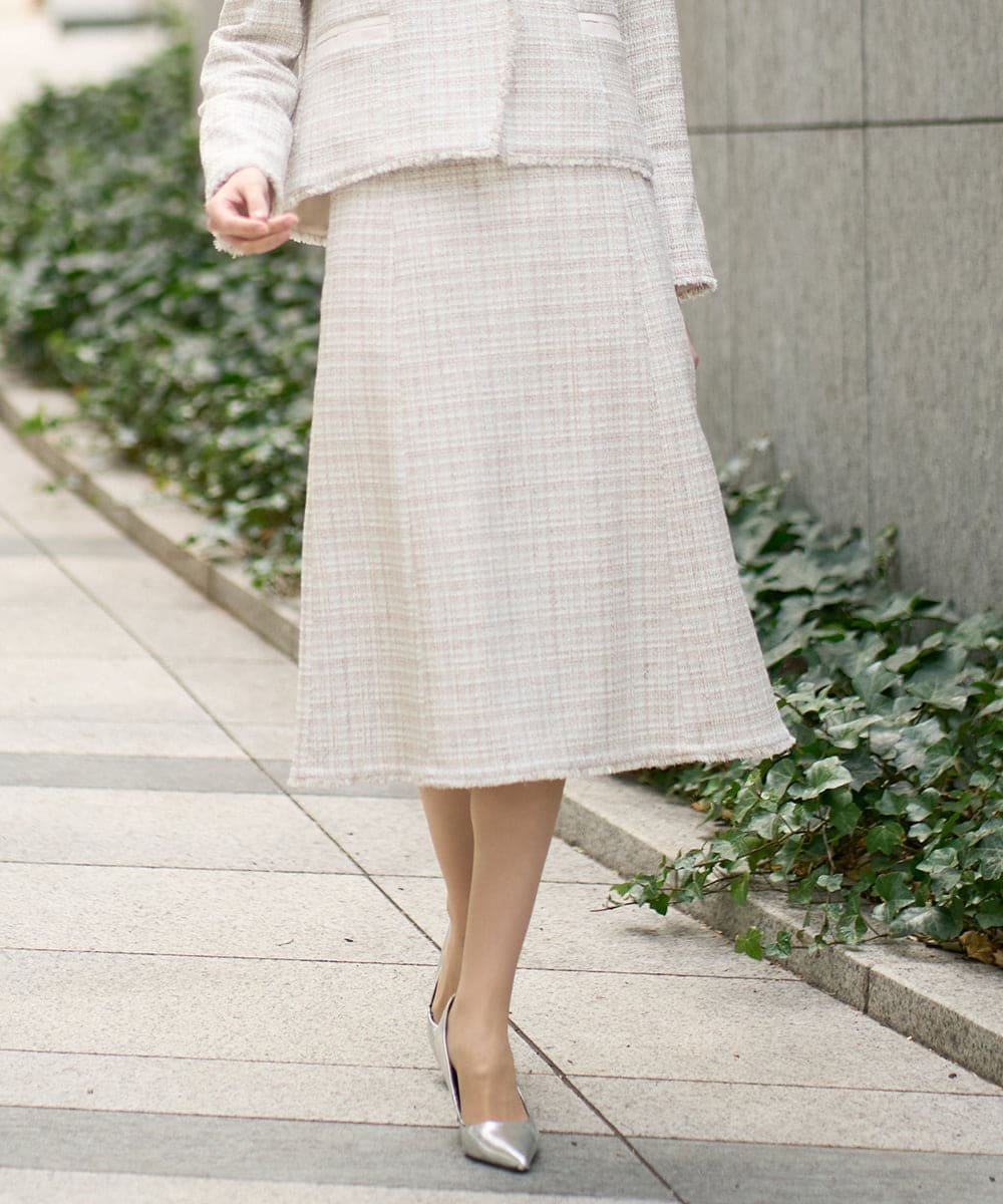 【SALE／50%OFF】CHRISTIAN AUJARD [セットアップ対応]シャイニーツィードスカート クリスチャン・オジャール スカート ロング・マキシスカート ベージュ【送料無料】