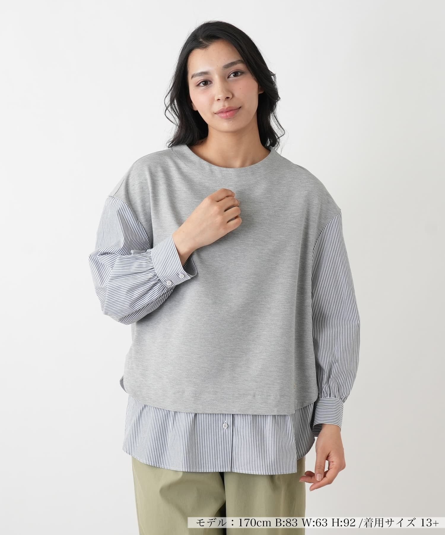 Leilian PLUS HOUSE 【店頭人気】レイヤード風ブラウス【Rich 1-mile】 レリアン プラスハウス トップス シャツ・ブラウス ネイビー