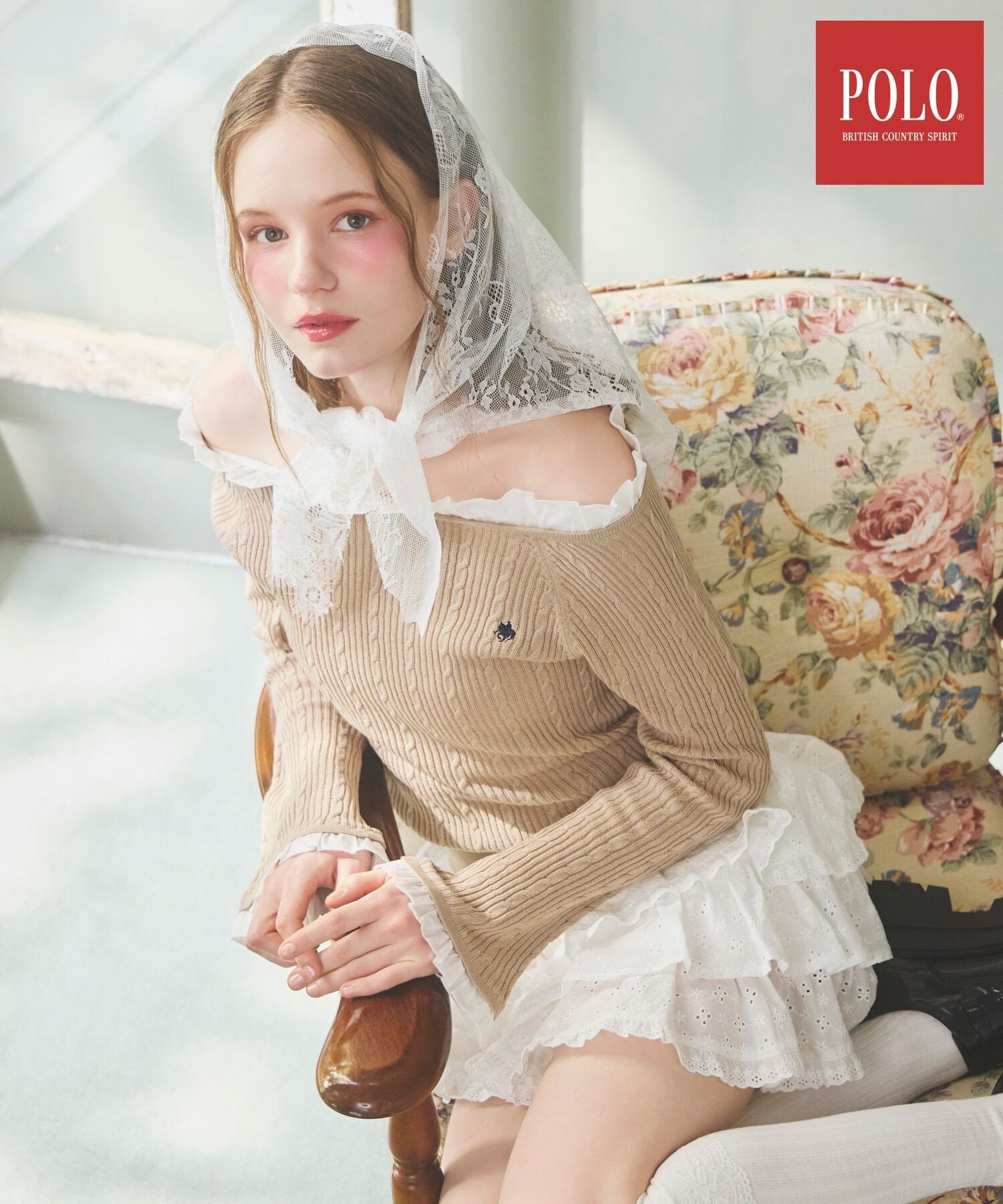 【SALE／55%OFF】Heather 【POLO BCS(ポロ・ビーシーエス)】フリルドッキングプルオーバー ヘザー トップス ニット ブラック ベージュ グレー