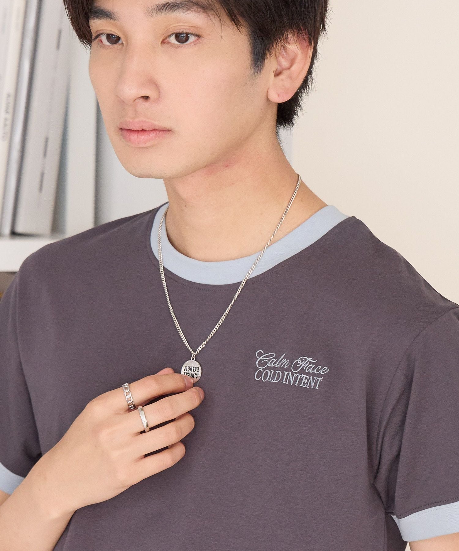 PAGEBOYLIM 【PBLIM】ピタットリンガーT ページボーイ トップス カットソー・Tシャツ ブラウン グレー