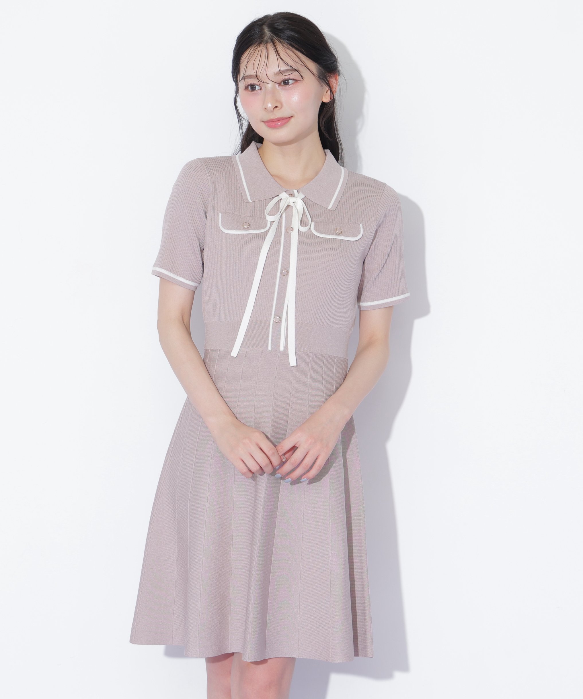 JILL by JILL STUART 配色ラインニットミニワンピース ジル バイ ジル スチュアート ワンピース・ドレス ワンピース ホワイト ブラック ピンク
