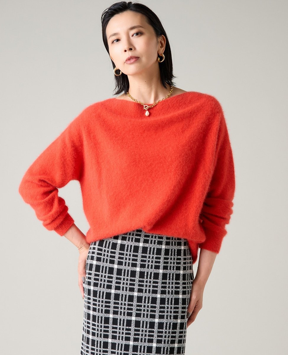 【SALE／50%OFF】TIARA FOXボートネックニット ティアラ トップス ニット レッド ホワイト グレー【送料無料】のサムネイル