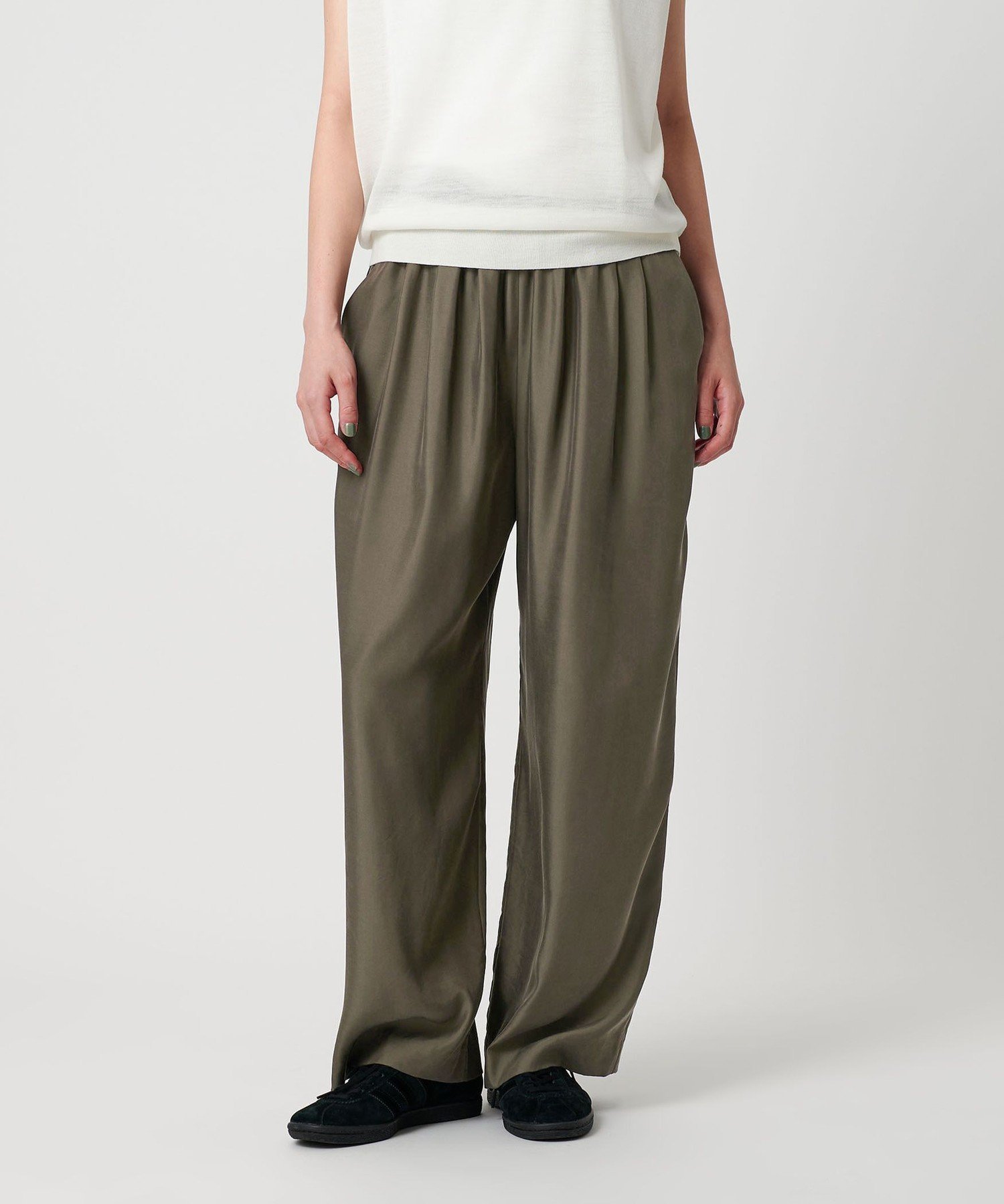 【SALE／40%OFF】BEAUTY&YOUTH UNITED ARROWS タックギャザー ワイドパンツ -ウォッシャブル- ビューティー＆ユース　ユナイテッドアローズ パンツ その他のパンツ ホワイト グレー グリーン【送料無料】のサムネイル