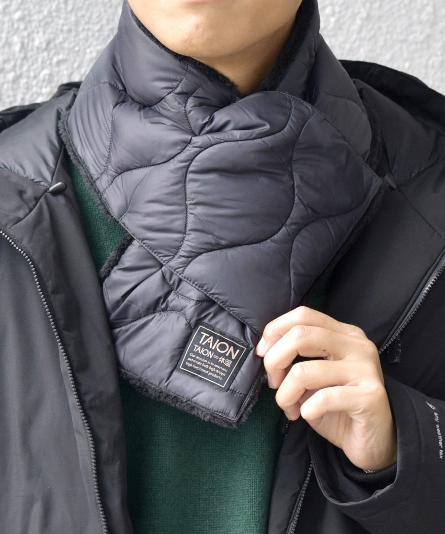 SHIPS any TAION:＜手洗い可能＞ミリタリー キルティング リバーシブル ダウンマフラー シップス ファ..