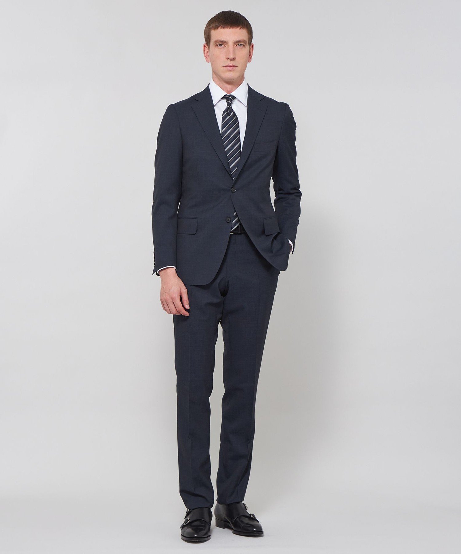 MACKINTOSH LONDON 【NEW BRIDGE】【NEW BRIDGE】Super110's ピンドットスーツ マッキントッシュ ロンドン スーツ・フォーマル スーツジャケット ネイビー ブラウン【送料無料】