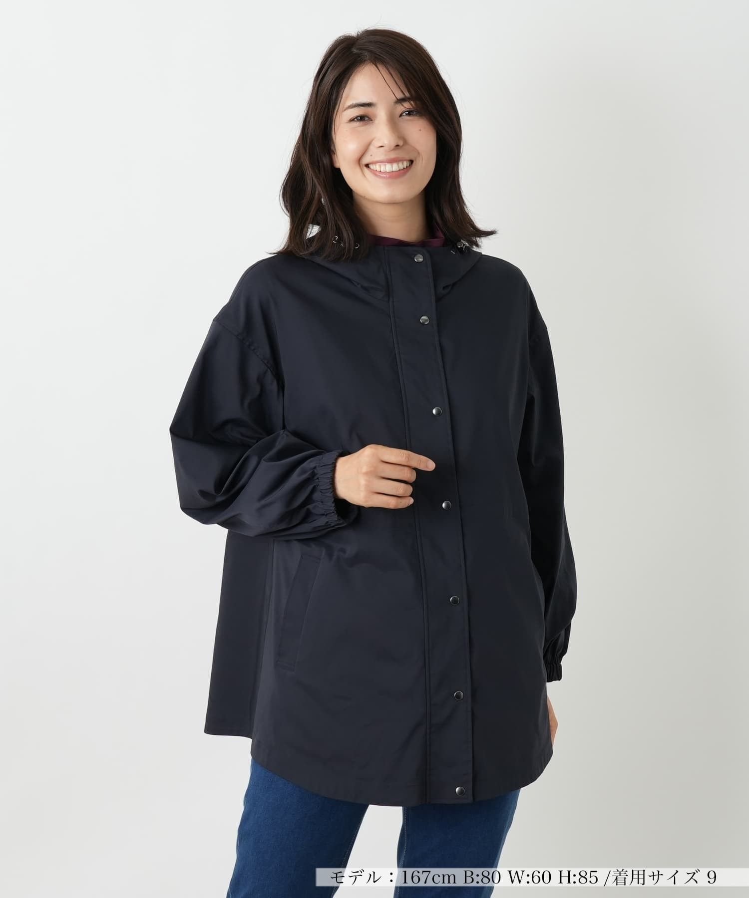 Leilian 【はっ水加工素材】2WAYフーデッドロングジャケット レリアン ジャケット・アウター テーラードジャケット・ブレザー ブラウン ネイビー ワインレッド