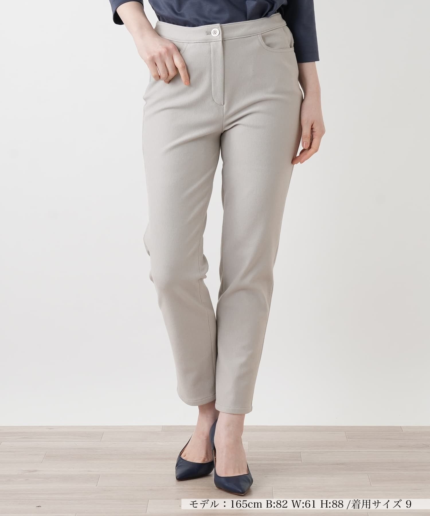 Leilian ストレッチスリムパンツ【Leilian WHITE LABEL】 レリアン パンツ その他のパンツ ブルー グレー ホワイト