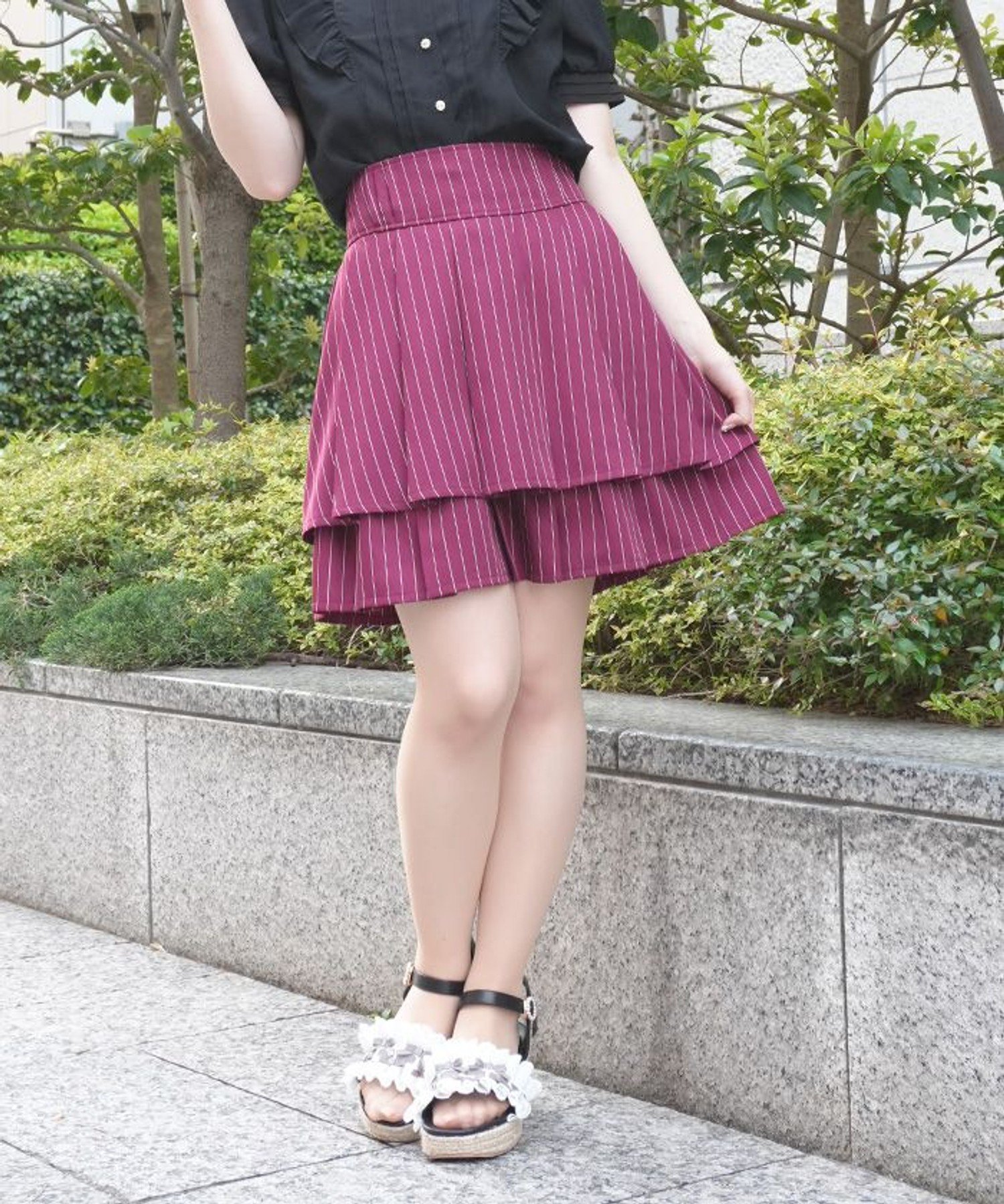 ハイウエストプリーツスカパン アクシーズファム パンツ その他のパンツ