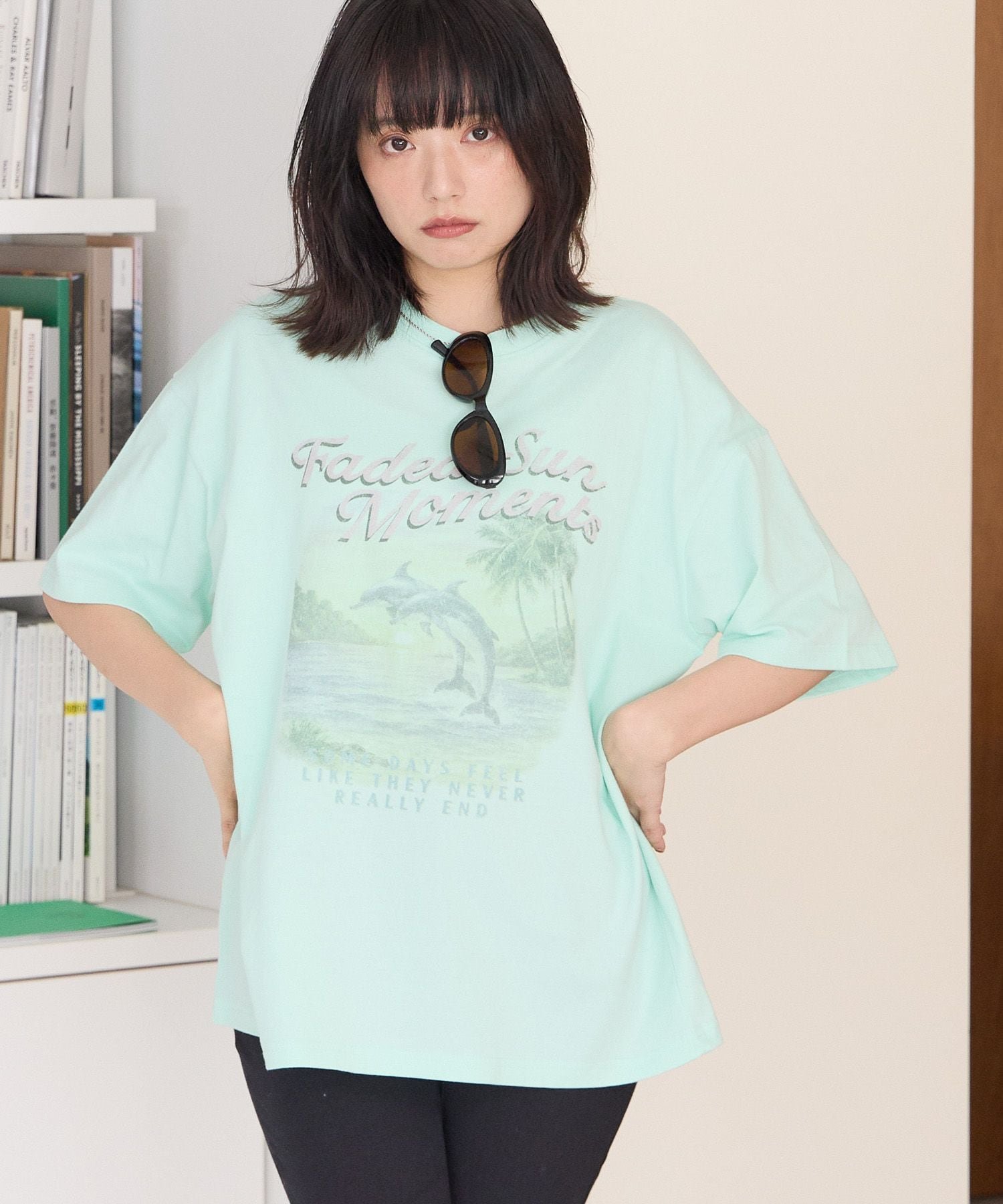 PAGEBOYLIM 【PBLIM】ビーチサイドT ページボーイ トップス カットソー・Tシャツ ホワイト グリーン
