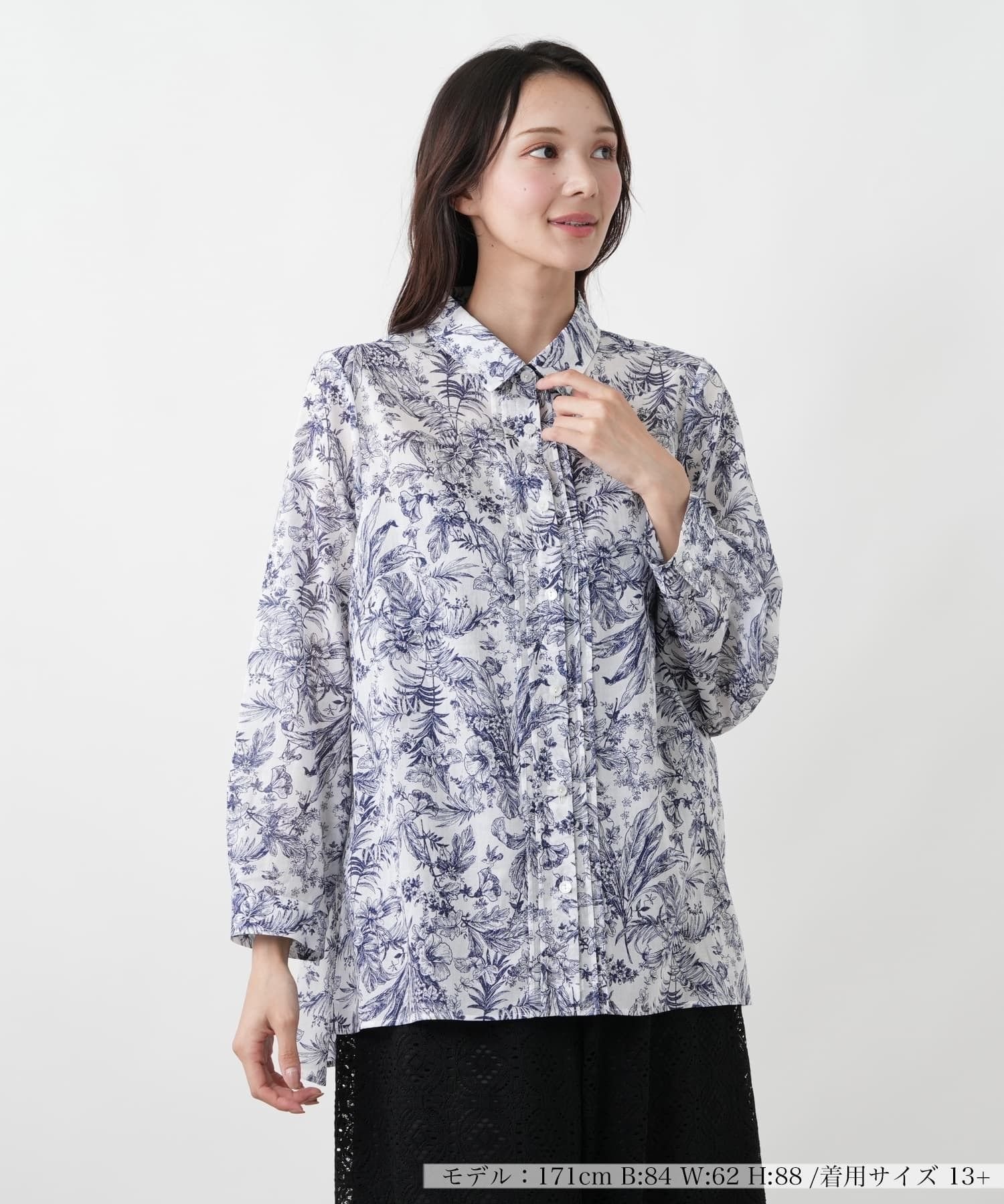 Leilian PLUS HOUSE シャツブラウス レリアン プラスハウス トップス シャツ・ブラウス ネイビー