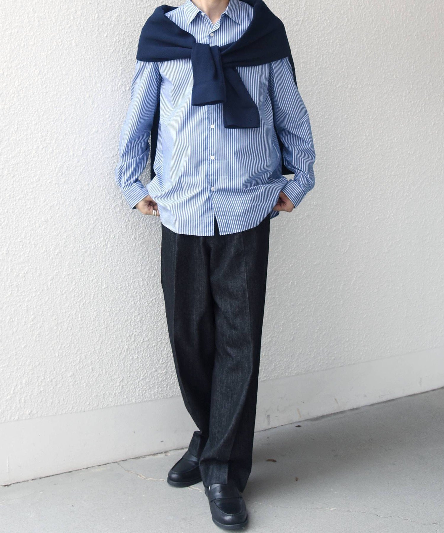 SHIPS any:＜洗濯機可能＞ステイカラー デニムライク リラックス パンツ(セットアップ対応)◆ シップス パンツ ジーンズ・デニムパンツ ネイビー グレー