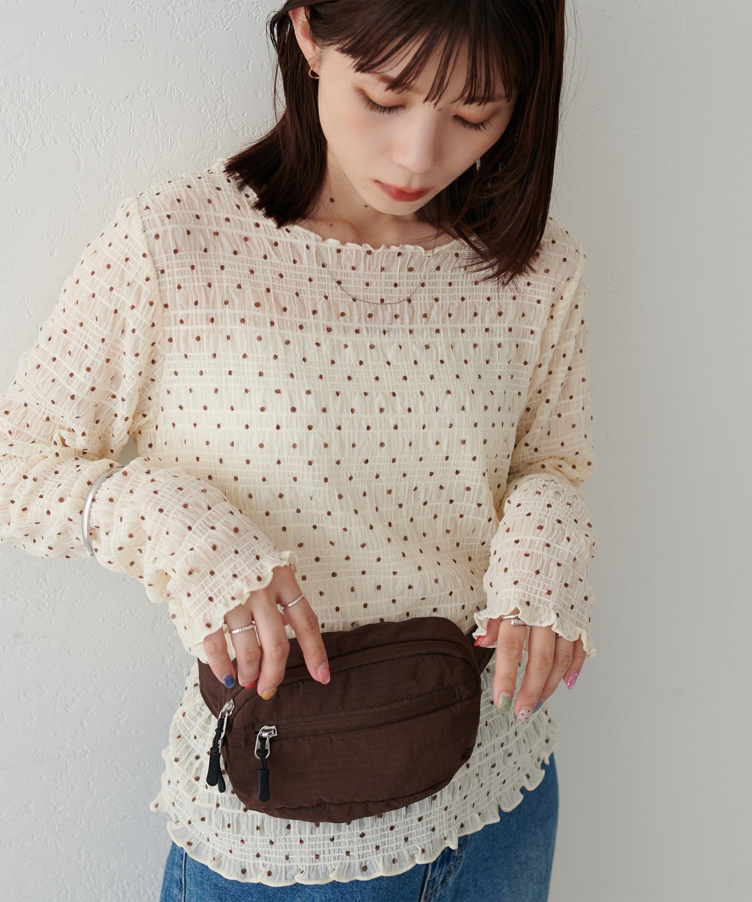 Discoat 【WEB限定】ドットレースメロウプルオーバー ディスコート トップス カットソー・Tシャツ ブラック ホワイト ベージュ【送料無料】