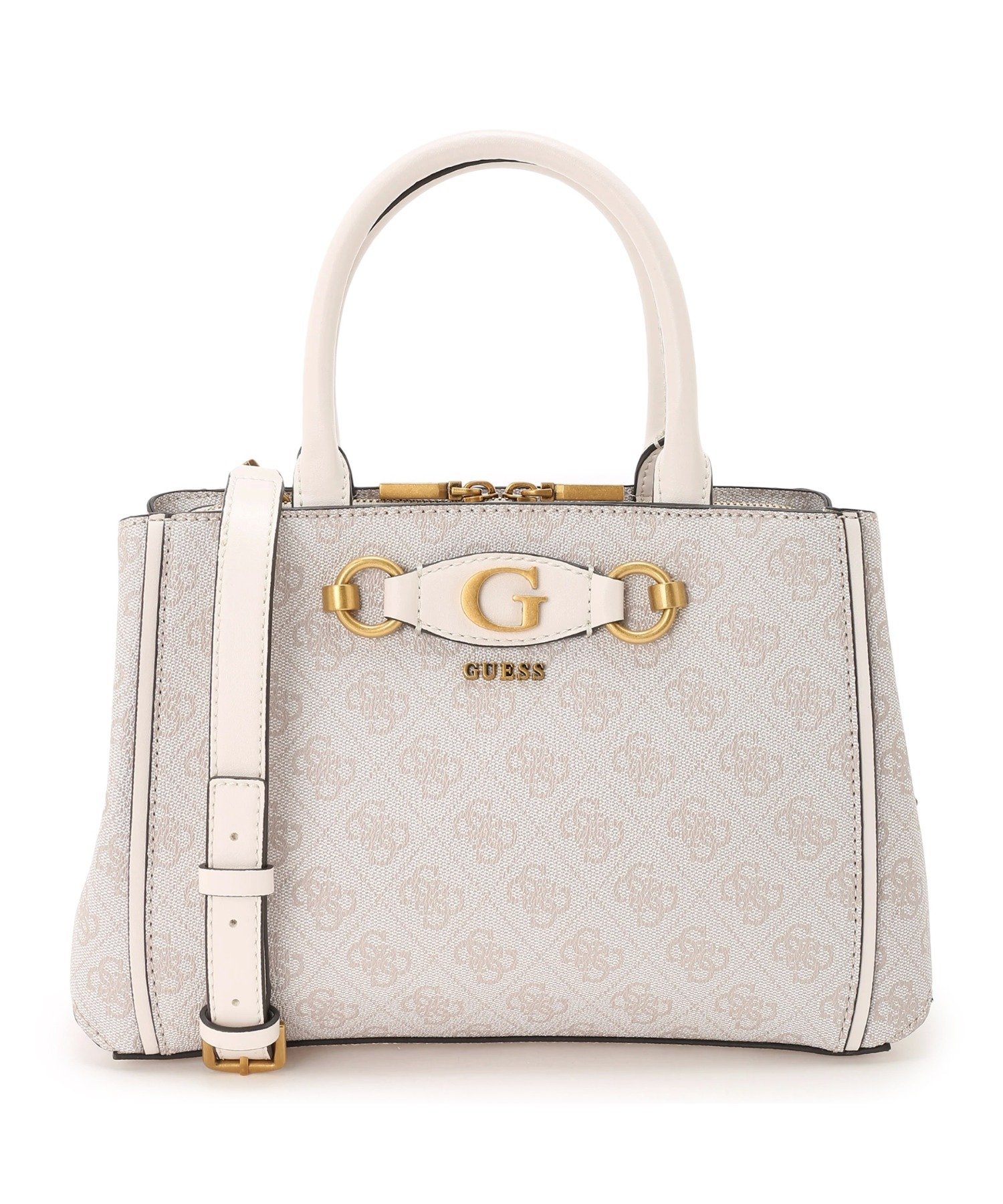 GUESS GUESS ハンドバッグ (W)IZZY Small Girlfriend Satchel ゲス バッグ ハンドバッグ ホワイト ブラウン