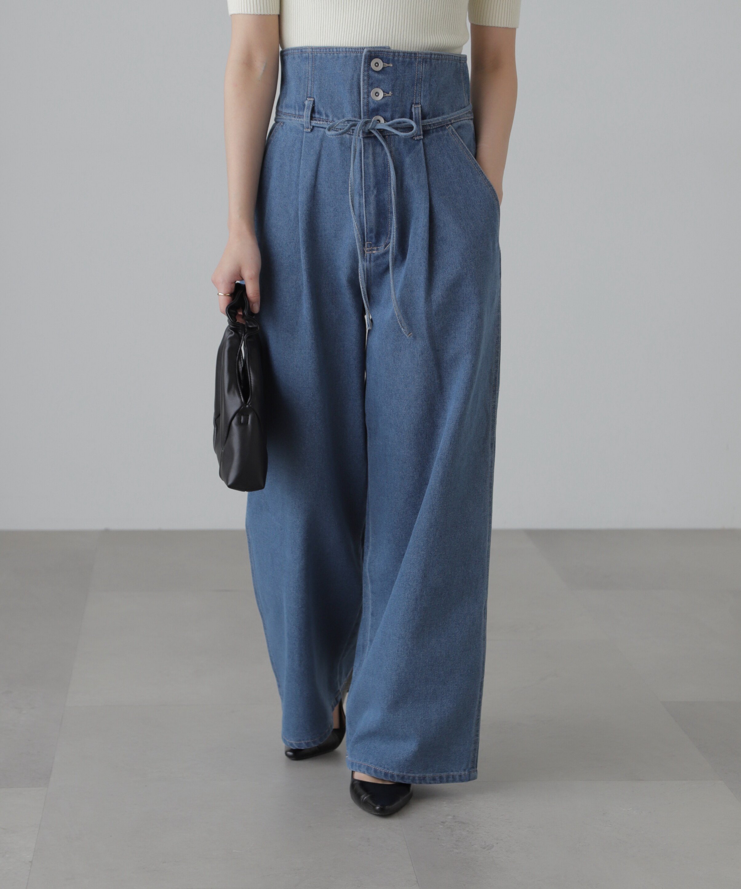 FREE'S MART ウエスト折り返し2Wayタックワイドデニムパンツ フリーズ マート パンツ その他のパンツ ブルー【送料無料】のサムネイル