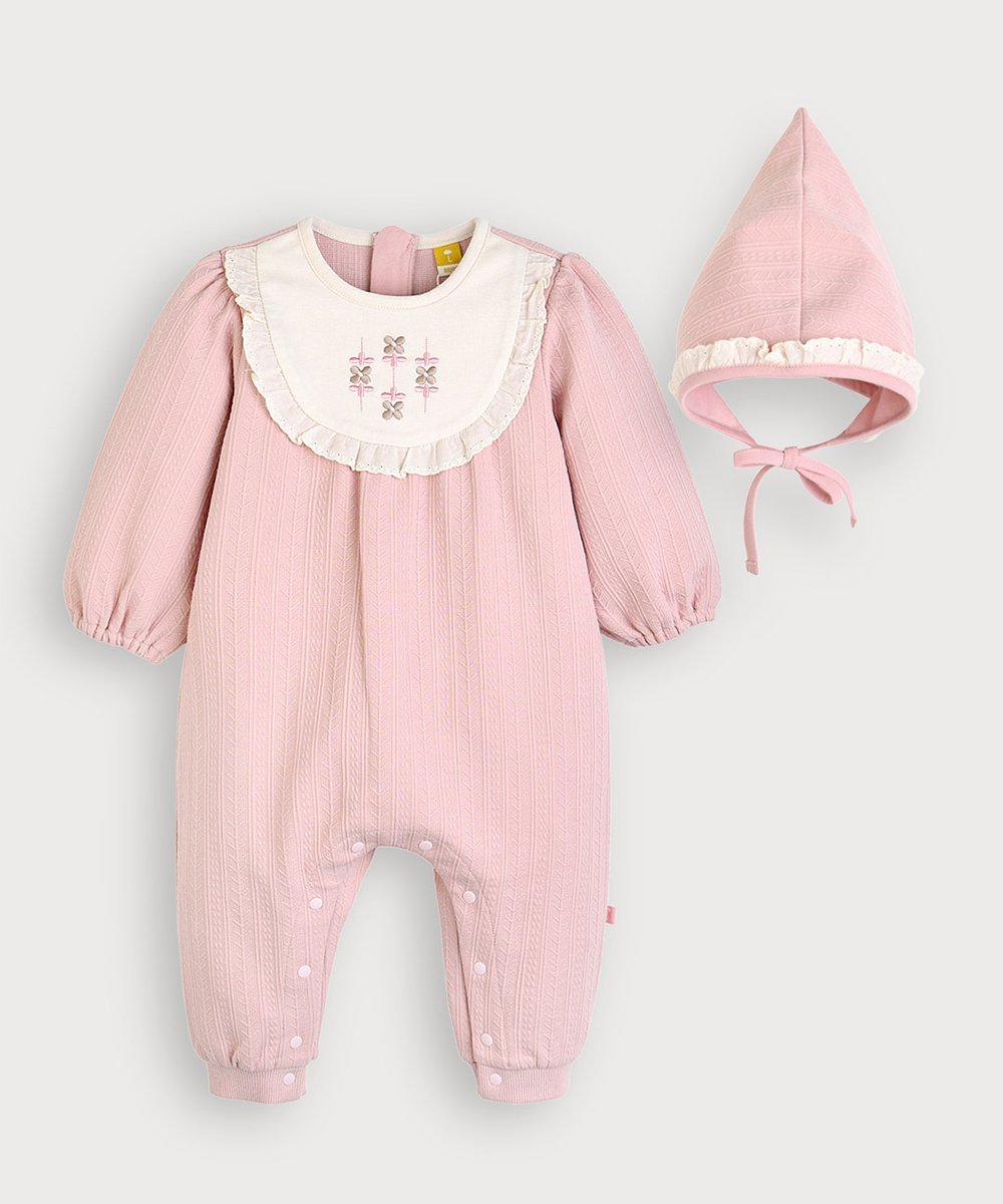 moimoln 【2点セット】ポプリンジャカード長袖カバーオール&帽子 モイモルン マタニティウェア・ベビー..