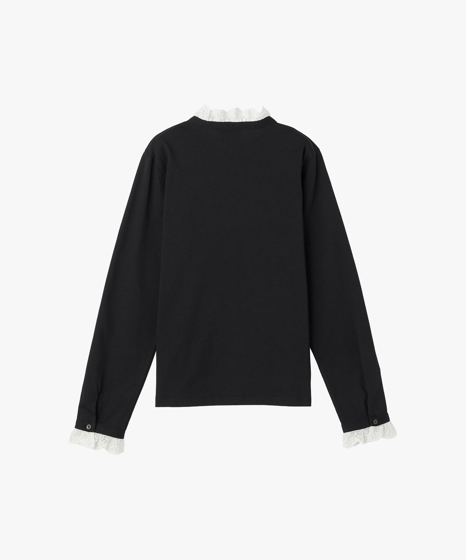 レース コットン ヘンリーネック トップス "Harpiste" アニエスベー トップス カットソー・Tシャツ ブラック