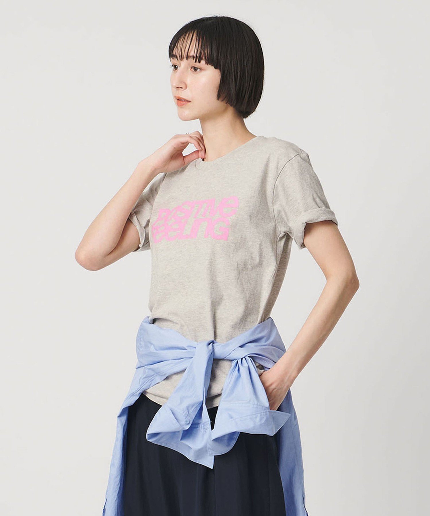 【別注】＜MIXTA＞POSITIVE FEELING Tシャツ LT.GRAY ユナイテッドアローズ トップス カットソー・Tシャツ グレー