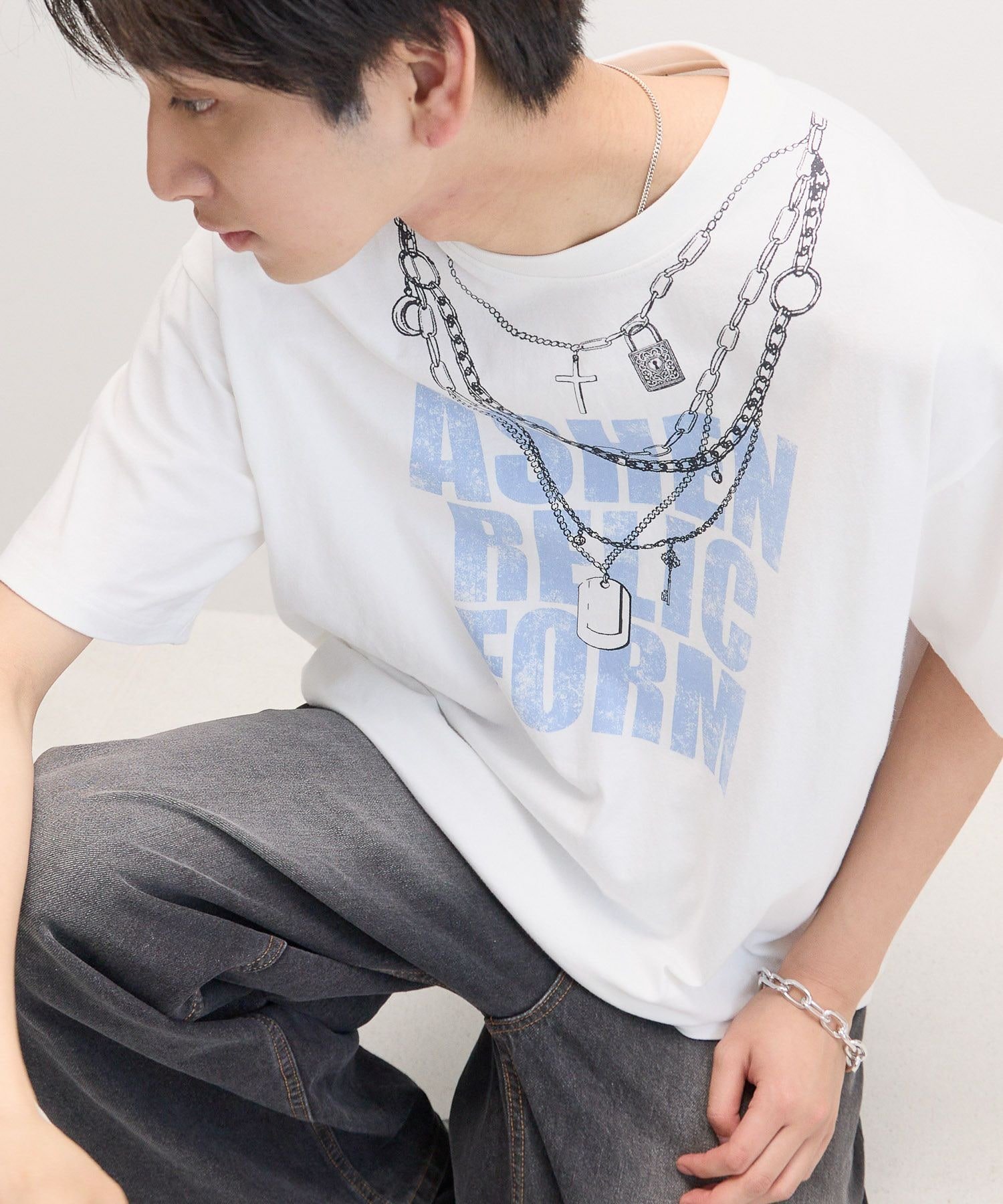 PAGEBOYLIM 【PBLIM】トロンプルイユT ページボーイ トップス カットソー・Tシャツ ホワイト ブラック