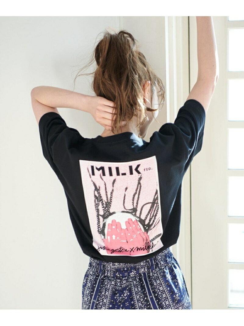 【SALE／50%OFF】MILKFED. SS T JULIA GORTON GIRL Tシャツ MILKFED. ミルクフェド トップス カットソー・Tシャツ ブラック ホワイト