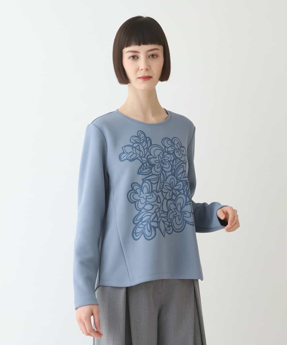 【SALE/60%OFF】HIROKO BIS 【洗える】フラワープリントジャージープルオーバー ヒロコ ビス トップス カットソー・Tシャツ ホワイト ブルー...