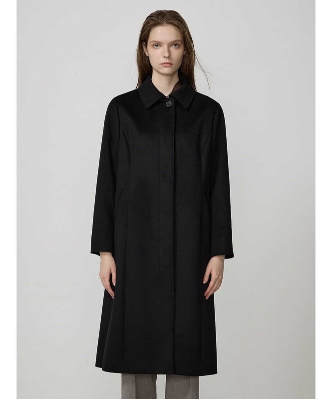 Aquascutum WOMEN ブラックカシミヤ ステンカラーコート アクアスキュータム ジャケット・アウター その他のジャケット・アウター ブラック【送料無料】