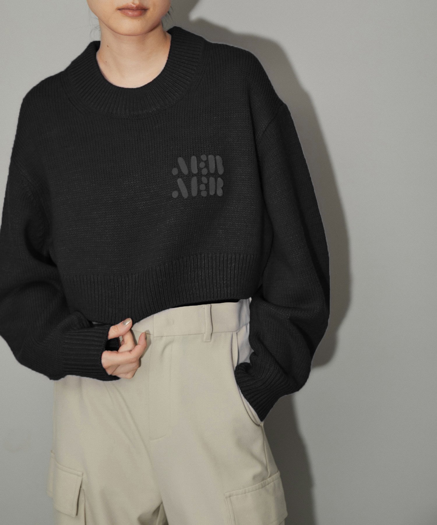 【SALE／20%OFF】ADAM ET ROPE' FEMME 【WEB限定・一部サイト限定カラー】ロゴショートニットプルオーバー アダムエロペ トップス ニット ブラック グレー ホワイト レッド【送料無料】