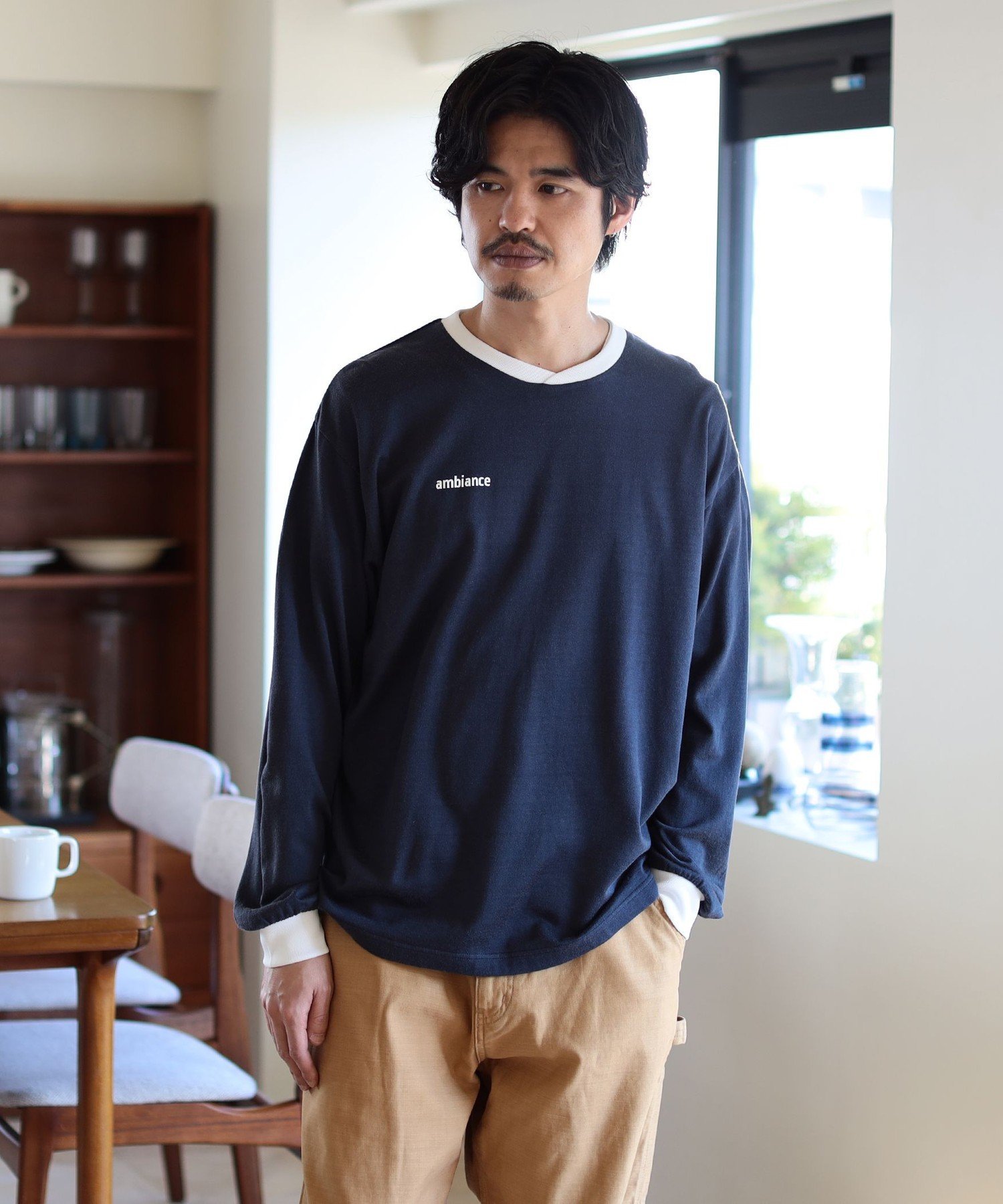 B:MING by BEAMS ambiance / Game Shirts Long Sleeve ビーミング ライフストア バイ ビームス トップス カットソー・Tシャツ ネイビー レッド