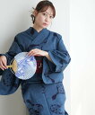 utatane utatane*注染工房 日本製 浴衣3点セット 赤坂紬 青藍に小菊瓢箪 ウタタネ 着物・浴衣・和装小物 浴衣【送料無料】