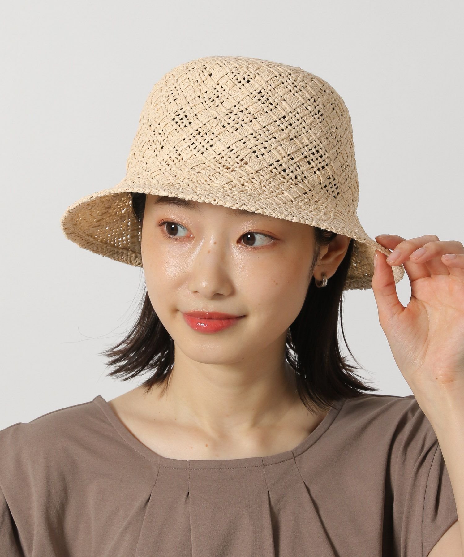 【SALE／47%OFF】LAKOLE 格子柄ペーパーハット ラコレ 帽子 ハット ブラック ベー...