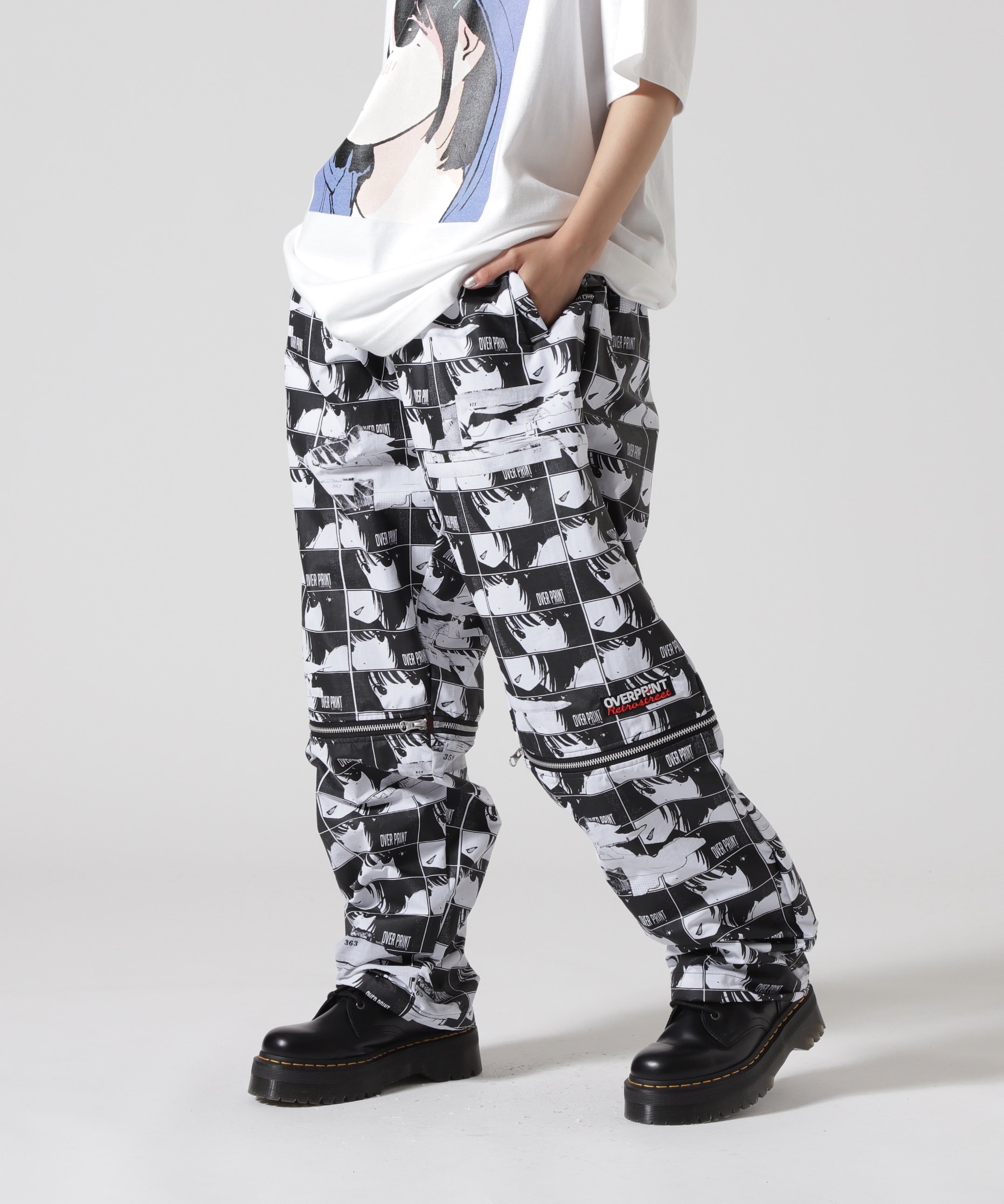 LHP overprint/オーバープリント/FACE KNEE ZIP PANTS エルエイチピー パンツ その他のパンツ ブラック