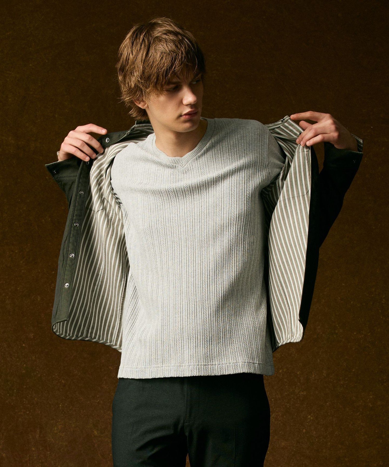 JOSEPH ABBOUD 【2WAY・25AW】リバーシブルシャツ ジョセフアブード トップス シャツ・ブラウス ネイビー カーキグリーン【送料無料】