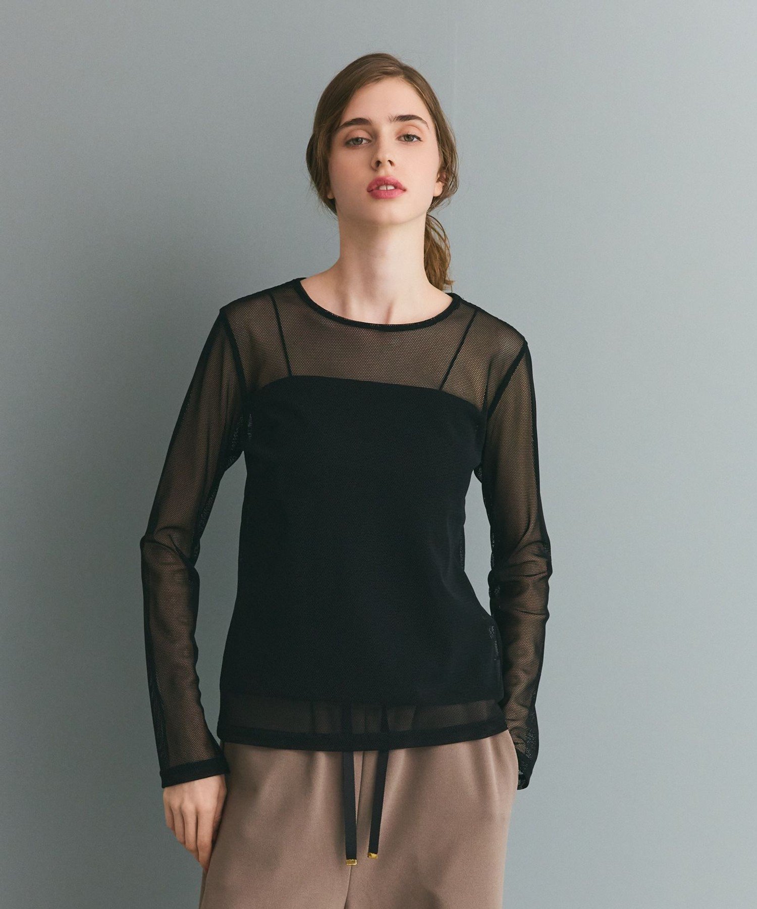 【SALE／30%OFF】GRACE CONTINENTAL メッシュインナートップ グレースコンチネンタル トップス その他のトップス ブラック ベージュ【送料無料】