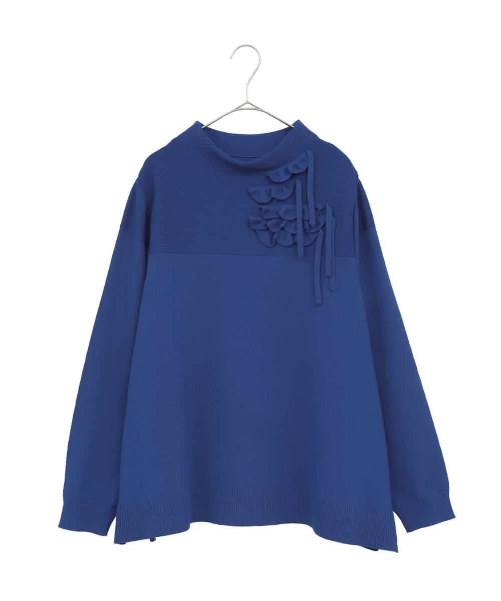 【SALE／30%OFF】HIROKO BIS GRANDE 【大きいサイズ】スカラップデザインニット ヒロコ ビス グランデ トップス ニット ブラック ブルー【送料無料】