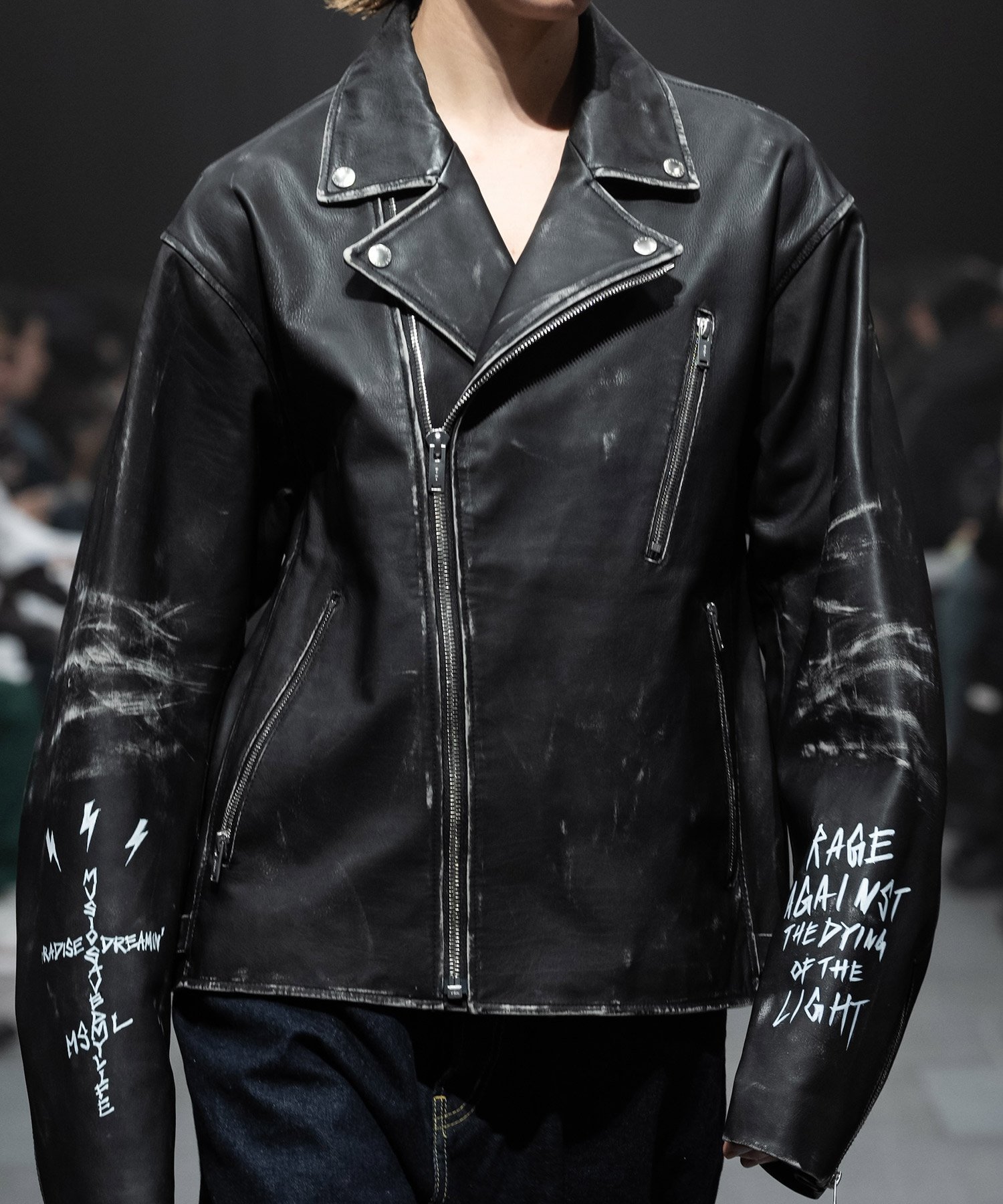 MSML GRAPHIC RIDERS JACKET / COW LEATHER ガーデン ジャケット・アウター ライダースジャケット ブラック【送料無料】