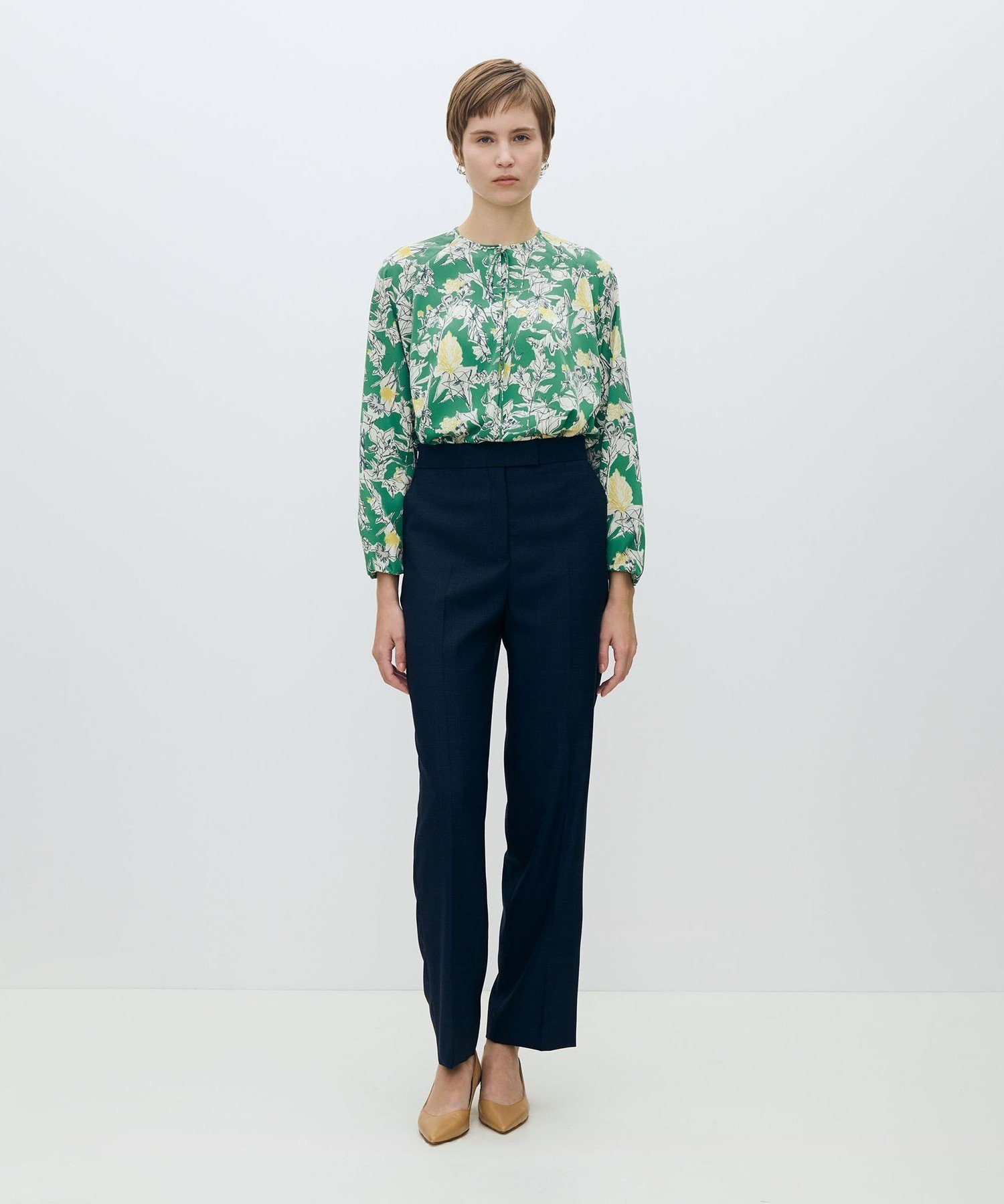 TOMORROWLAND collection コックスコブフラワープリント ループリボンブラウス トゥモローランド トップス シャツ・ブラウス ピンク グリーン【送料無料】