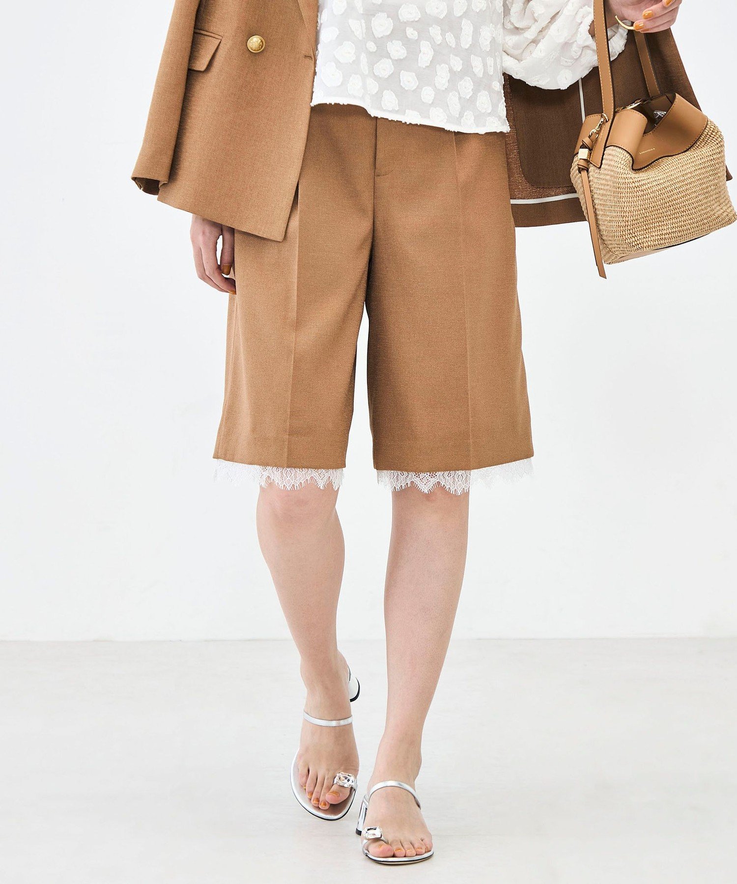 【SALE／20%OFF】NOLLEY'S 《セットアップ対応》ウォッシャブルハイスペック麻調2WAYハーフパンツ ノーリーズ パンツ その他のパンツ ネイビー ブラウン【送料無料】