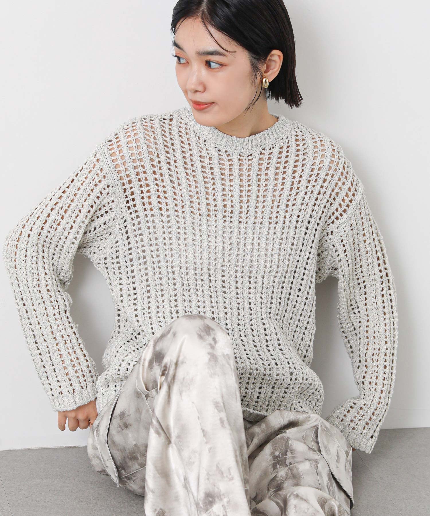 其它 - 【SALE／30%OFF】Gready Brilliant Gready Brilliant/(W)2_Mixリリヤーンスカシ柄 グレディブリリアン トップス ニット イエロー ベージュ【送料無料】