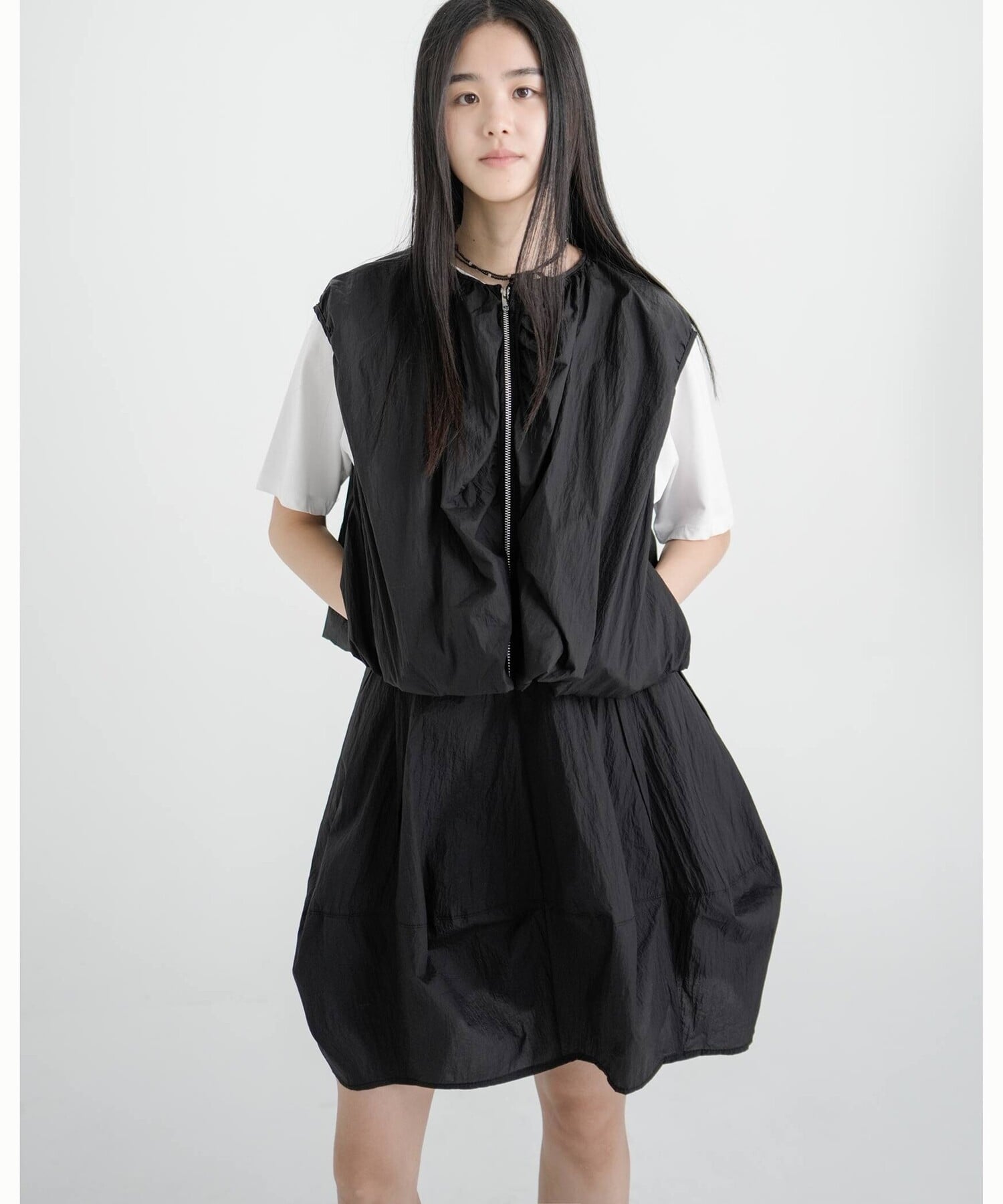 Bshop eunoia ｜ ナイロン ジップベスト WOMEN ビショップ トップス シャツ・ブラウス ピンク ブラック