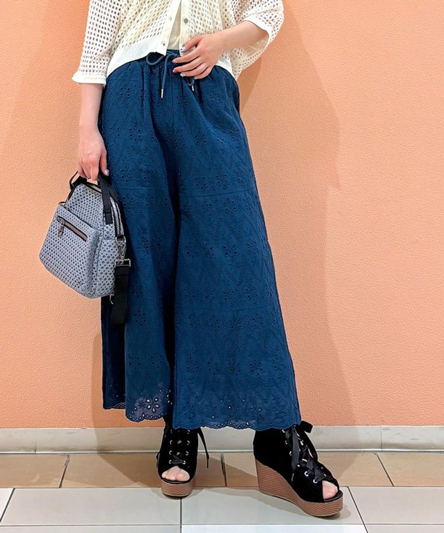 Cotton - axes femme コットンレースパンツ アクシーズファム パンツ その他のパンツ ブルー【送料無料】