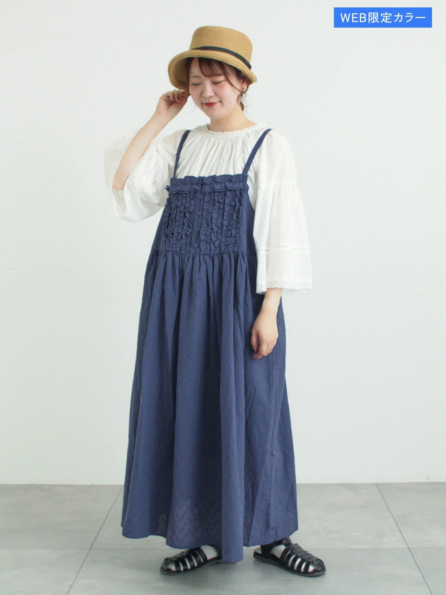 Samansa Mos2 柄アソートフリルキャミワンピース《WEB限定カラーあり》 サマンサモスモス ワンピース・ドレス ワンピース ホワイト ブラック ブルー