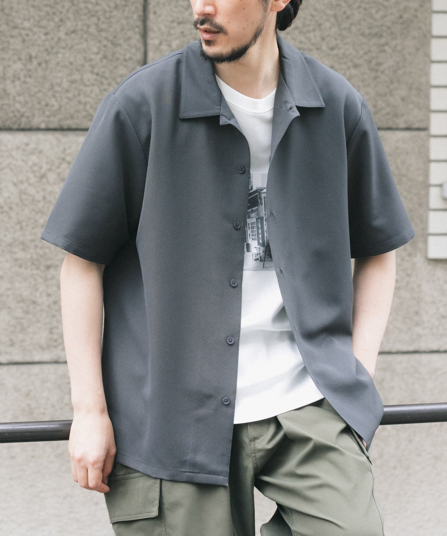 【SALE／50%OFF】URBAN RESEARCH ITEMS 冷感+速乾 TRストレッチ 半袖シャツ アーバンリサーチアイテムズ トップス シャツ・ブラウス ブルー グリーン ベージュ グレー