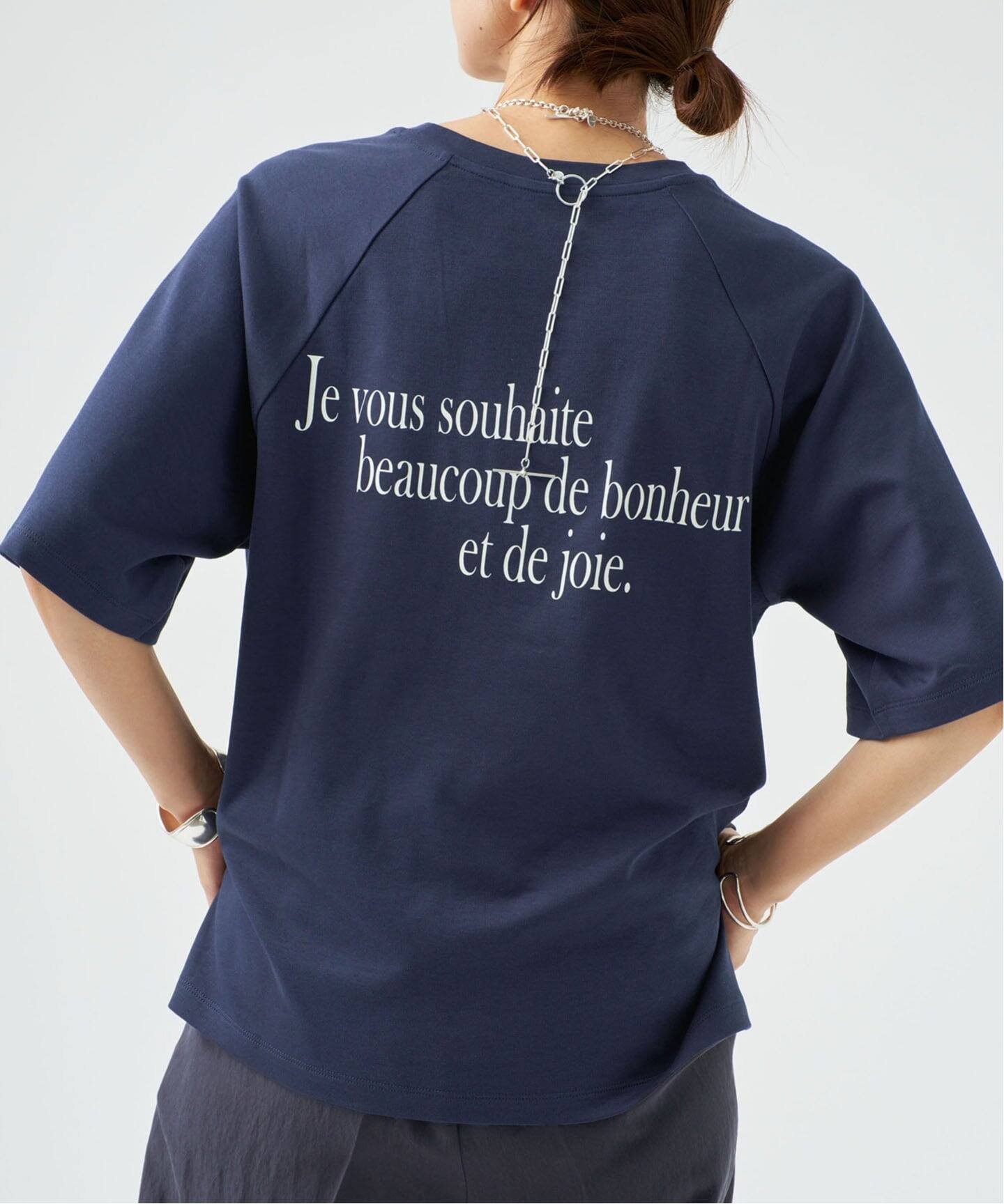 VERMEIL par iena BACK PRINT Tシャツ ヴェルメイユ パー イエナ トップス カットソー・Tシャツ ネイビー ピンク