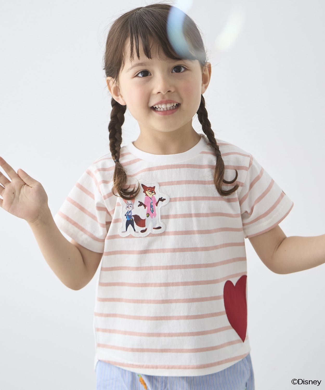 petit main 【ズートピア】【接触冷感】ハートアップリケTシャツ ナルミヤオンライン トップ ...