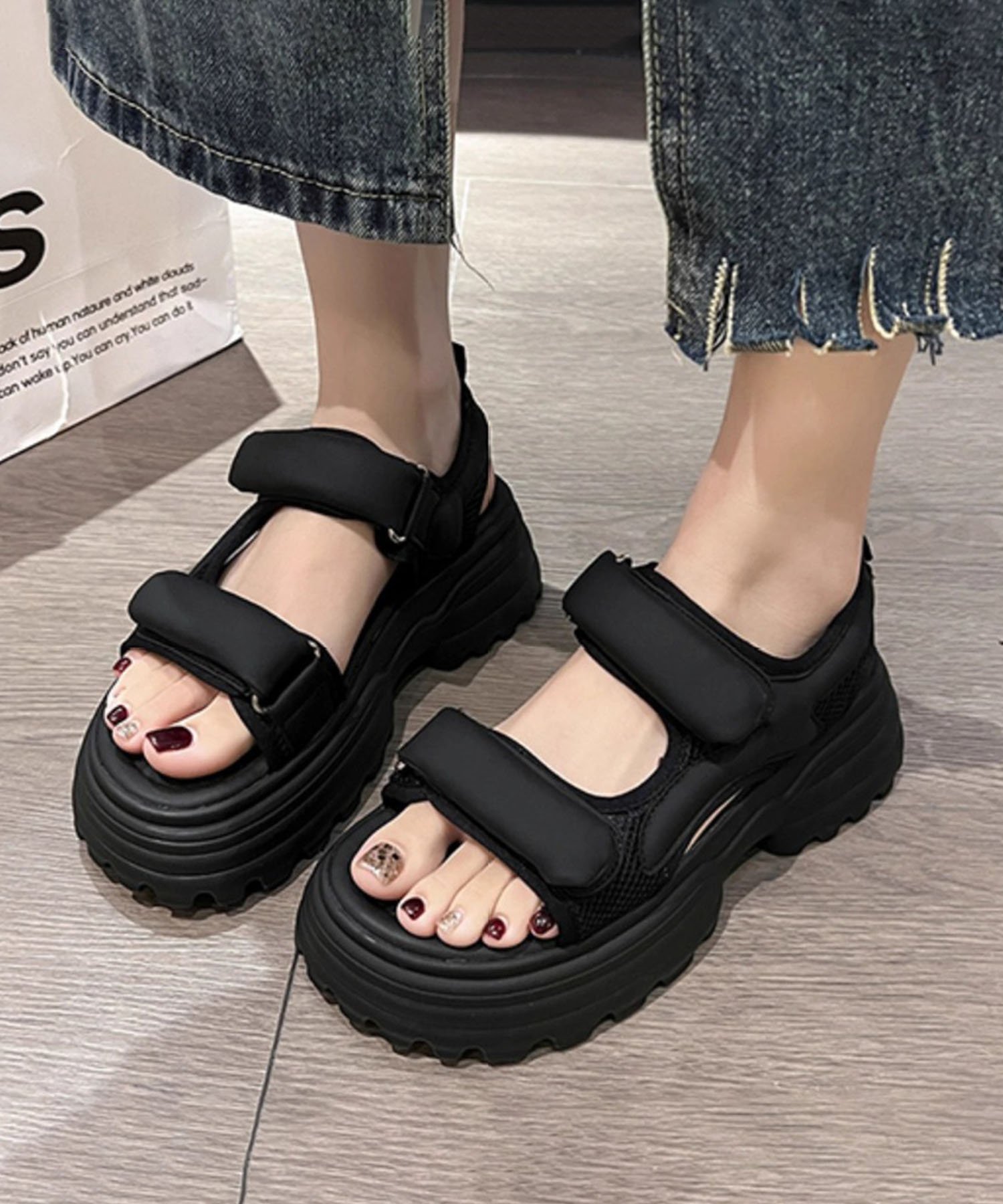 【SALE／10%OFF】aimoha aimoha/厚底サンダル アイモハ シューズ・靴 サンダル ホワイト ブラック